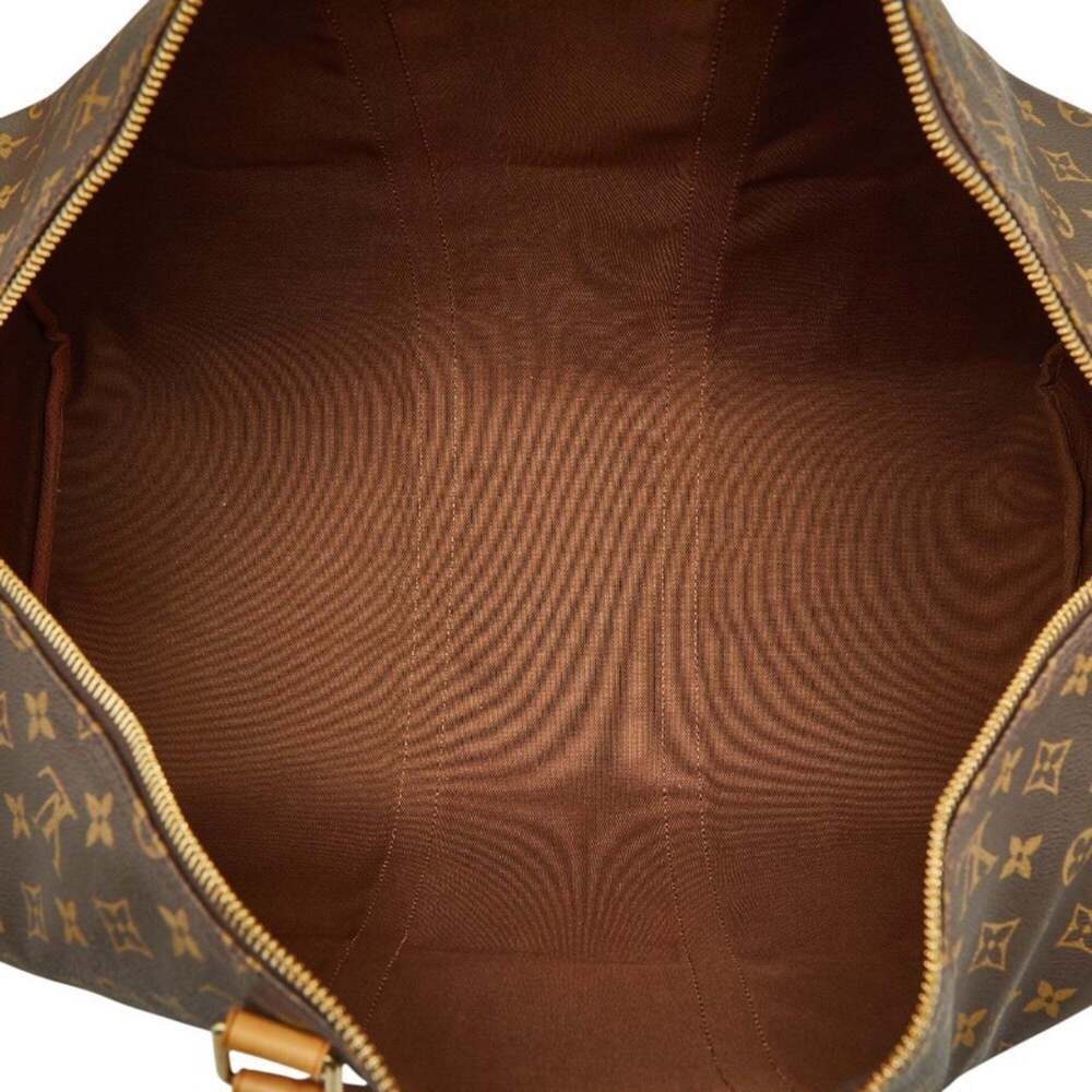 LOUIS VUITTON Authentic Brown Monogram Leather Keepall 55 Boston Bag - Picture 11 of 13